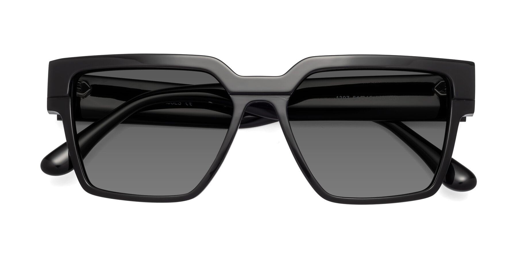 Folded Front of Rincon in Black with Medium Gray Tinted Lenses