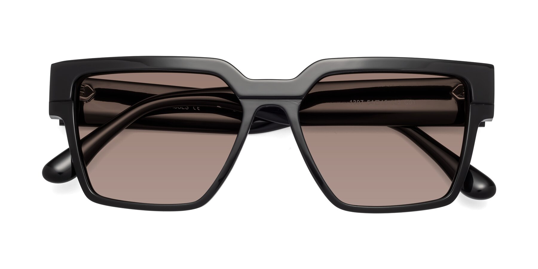 Folded Front of Rincon in Black with Medium Brown Tinted Lenses