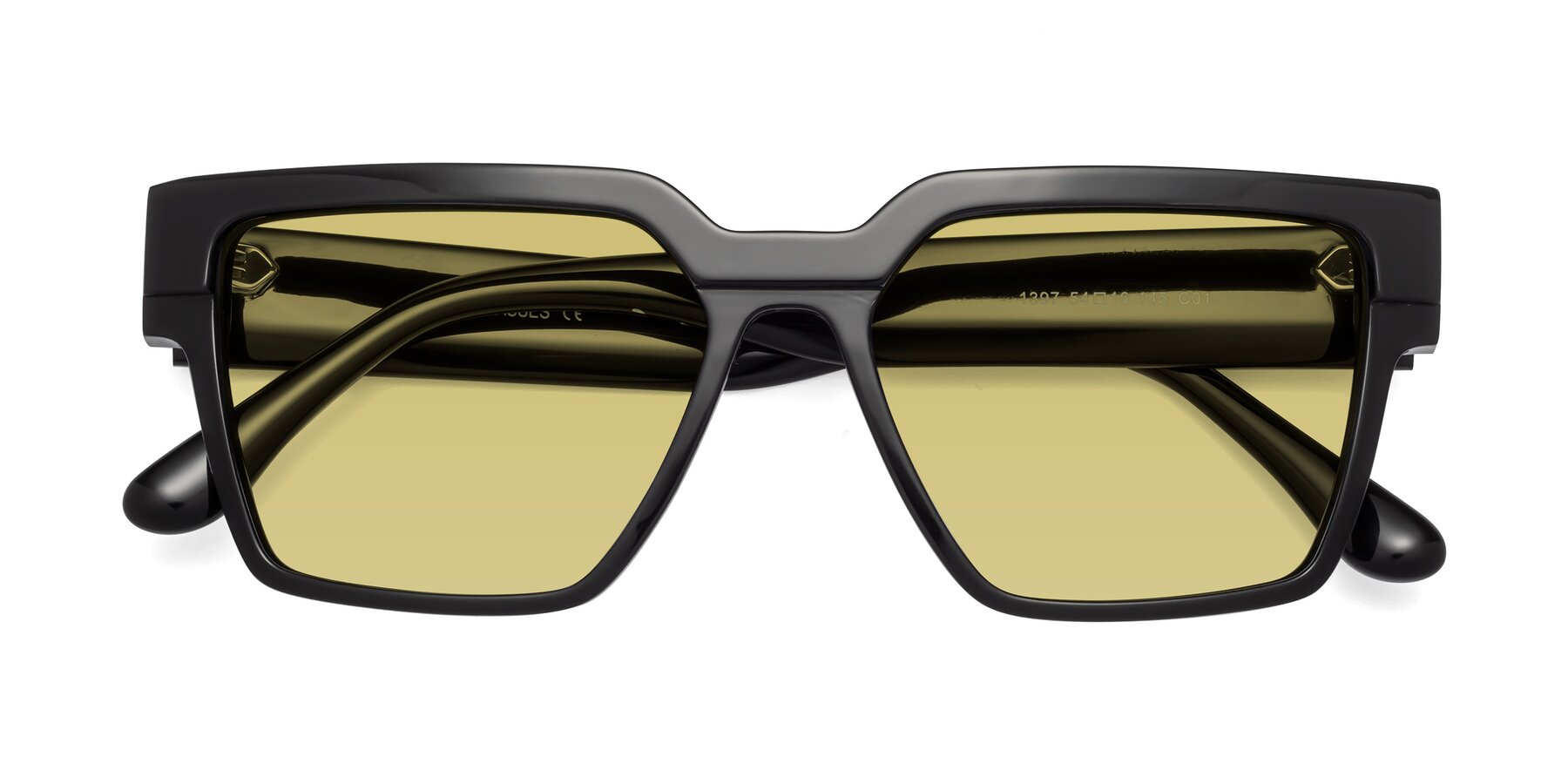 Folded Front of Rincon in Black with Medium Champagne Tinted Lenses