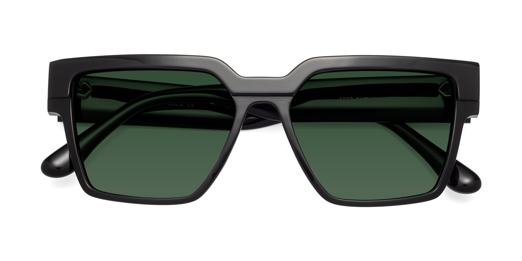 Folded Front of Rincon in Black with Green Tinted Lenses