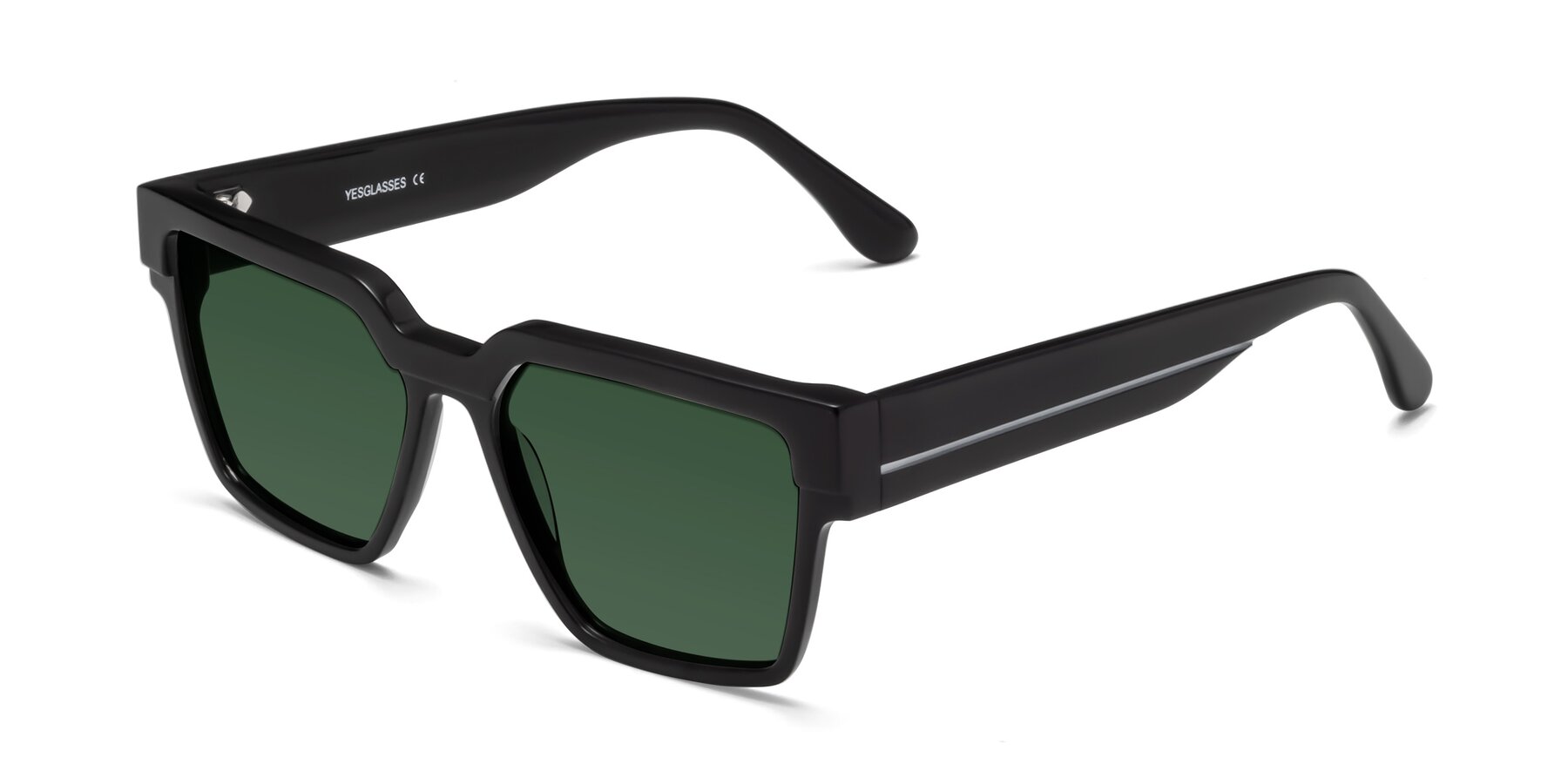 Angle of Rincon in Black with Green Tinted Lenses