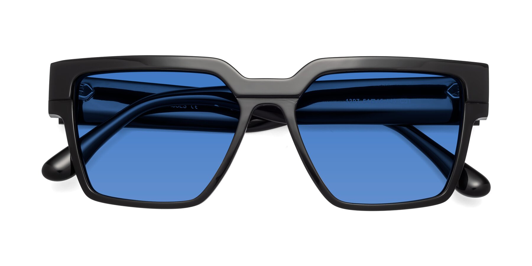 Folded Front of Rincon in Black with Blue Tinted Lenses