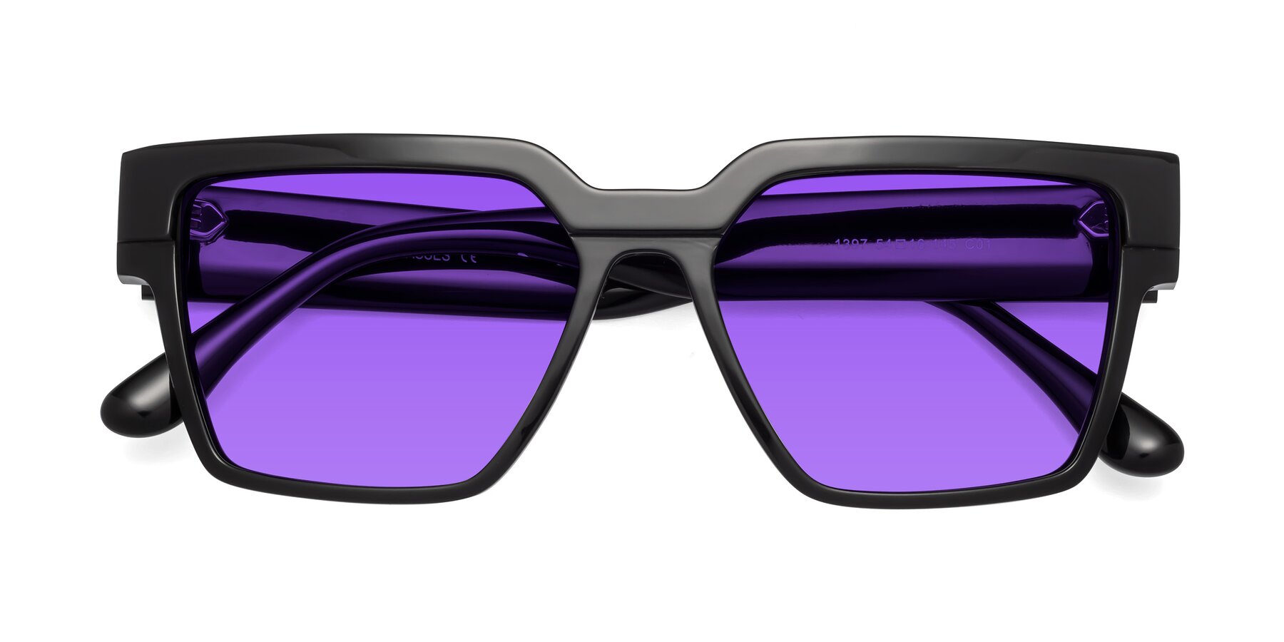 Folded Front of Rincon in Black with Purple Tinted Lenses