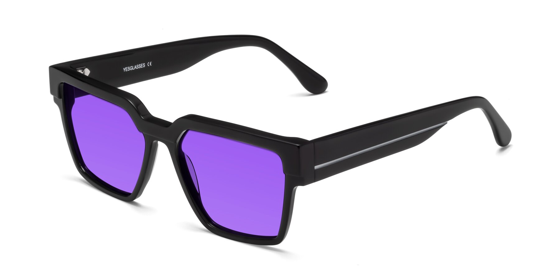 Angle of Rincon in Black with Purple Tinted Lenses