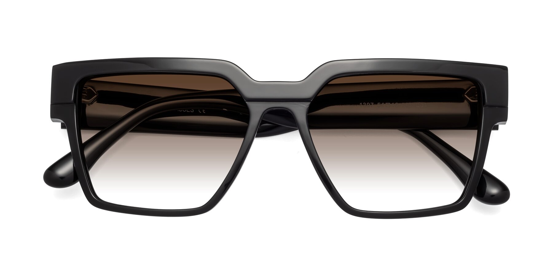 Folded Front of Rincon in Black with Brown Gradient Lenses