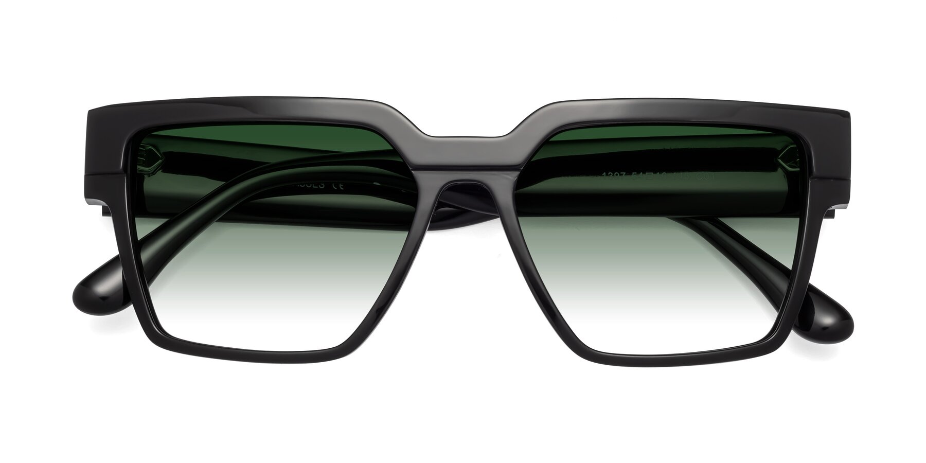 Folded Front of Rincon in Black with Green Gradient Lenses