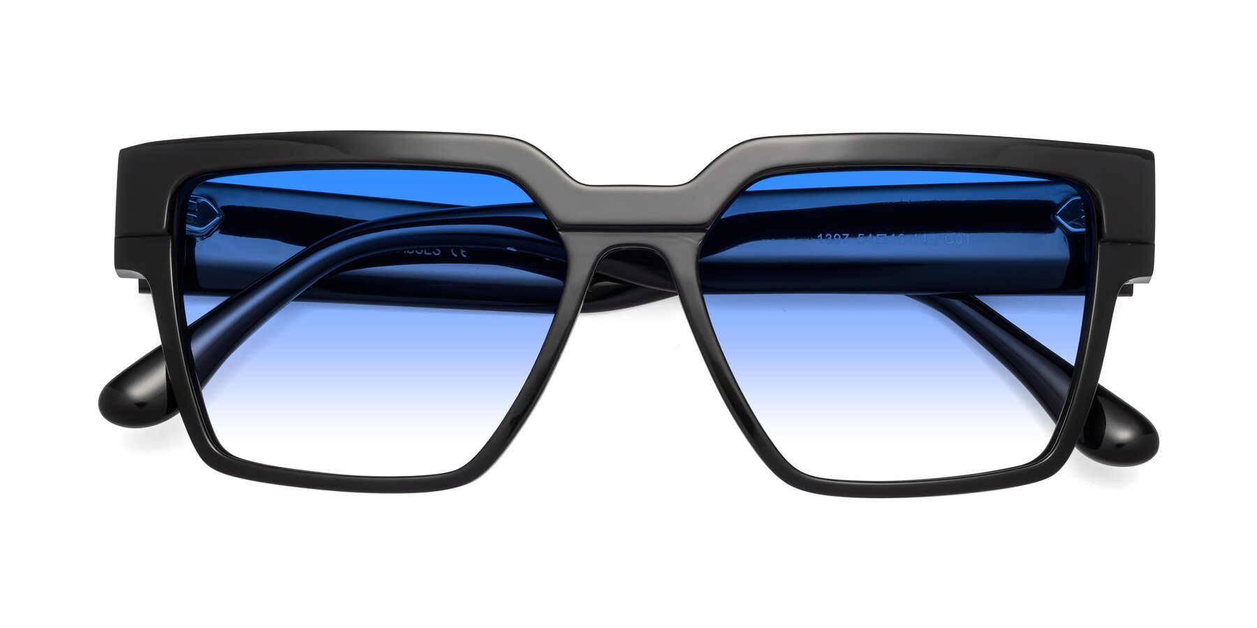 Folded Front of Rincon in Black with Blue Gradient Lenses