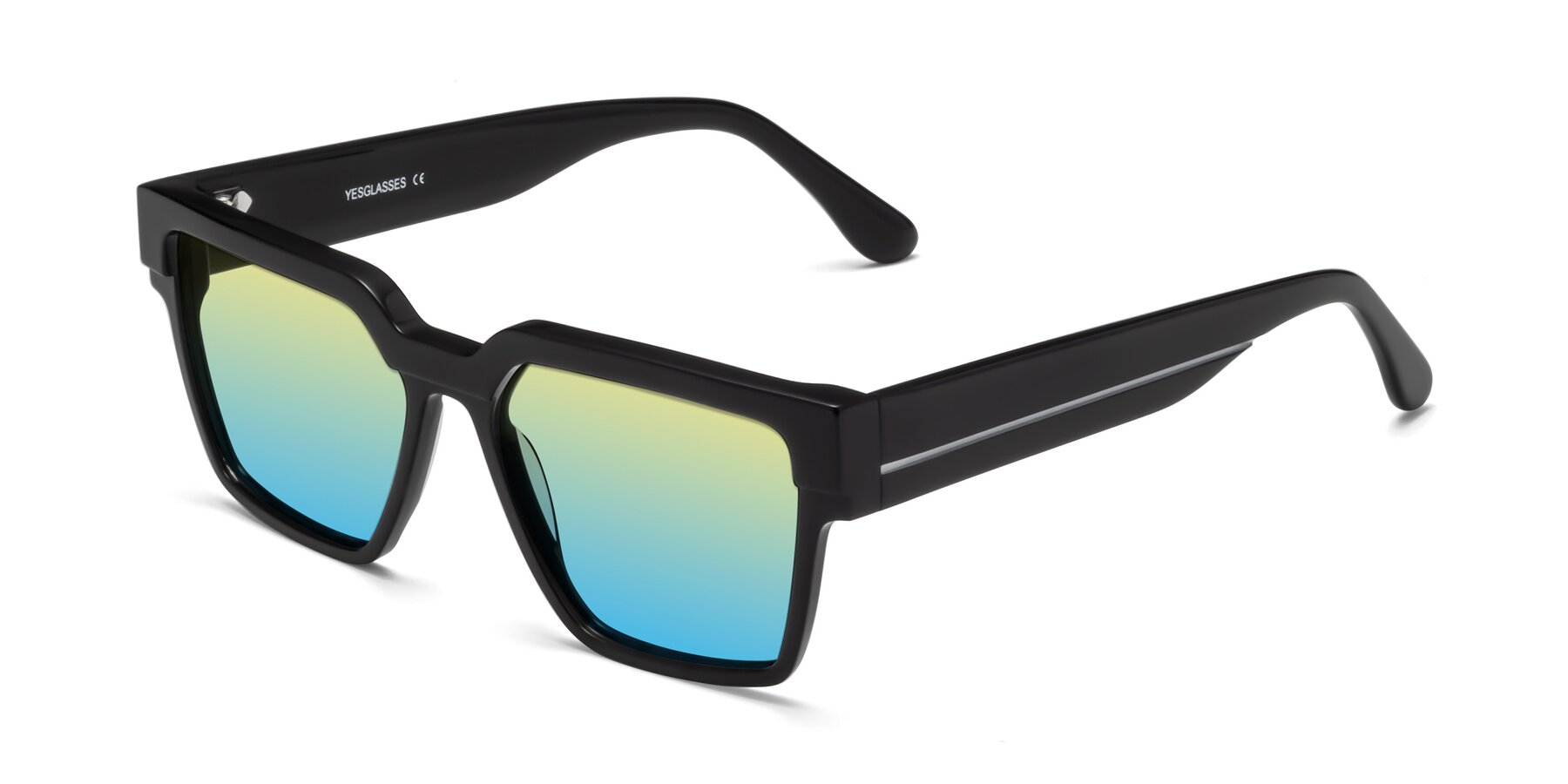 Angle of Rincon in Black with Yellow / Blue Gradient Lenses
