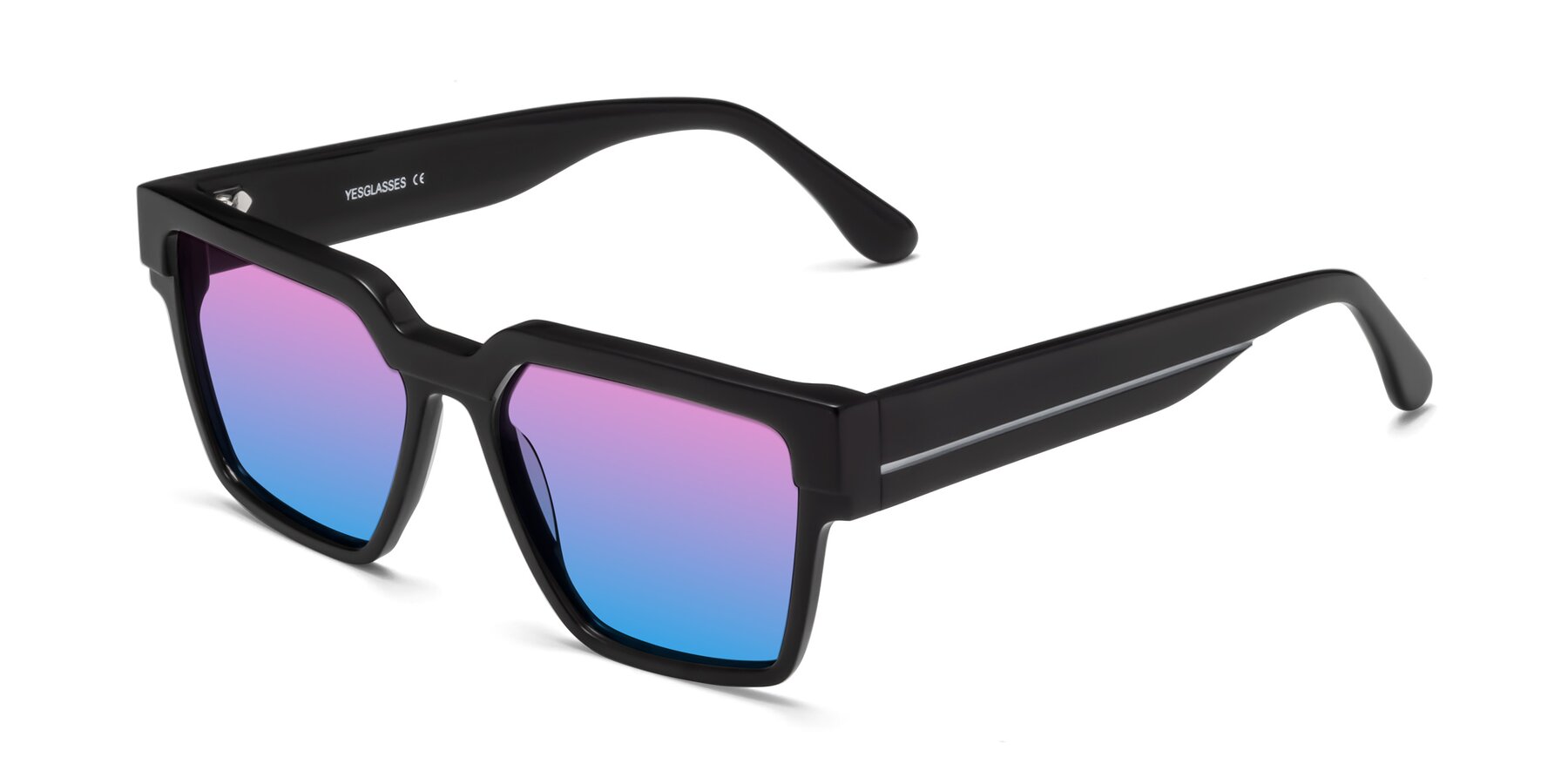 Angle of Rincon in Black with Pink / Blue Gradient Lenses