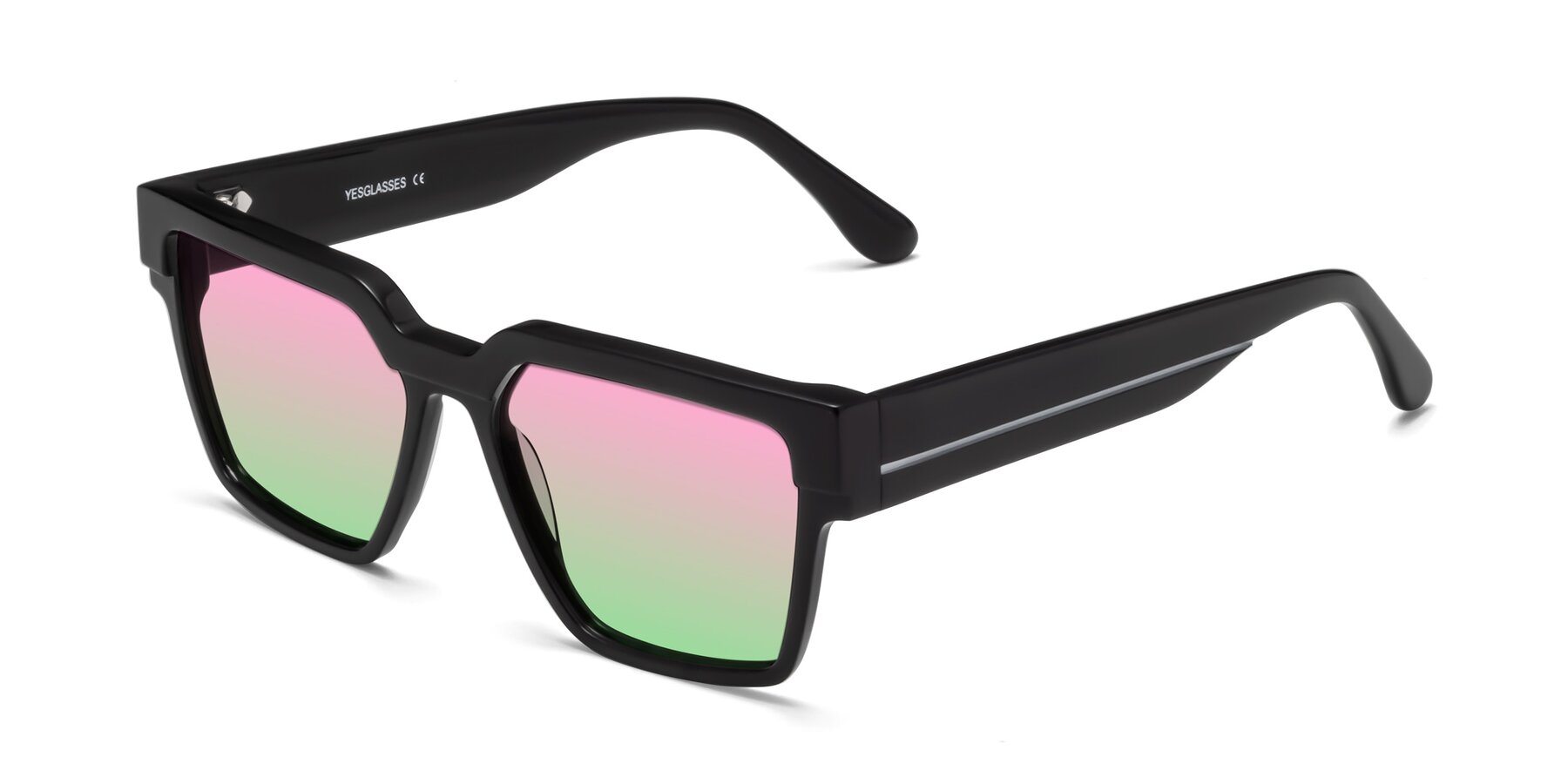 Angle of Rincon in Black with Pink / Green Gradient Lenses