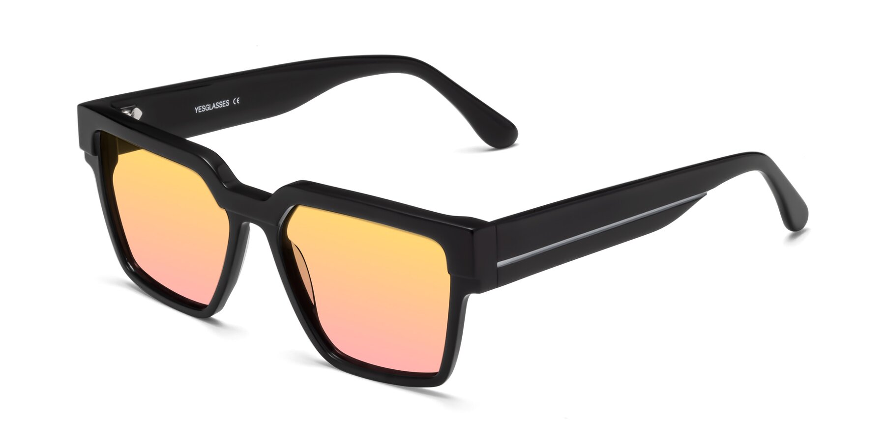 Angle of Rincon in Black with Yellow / Pink Gradient Lenses