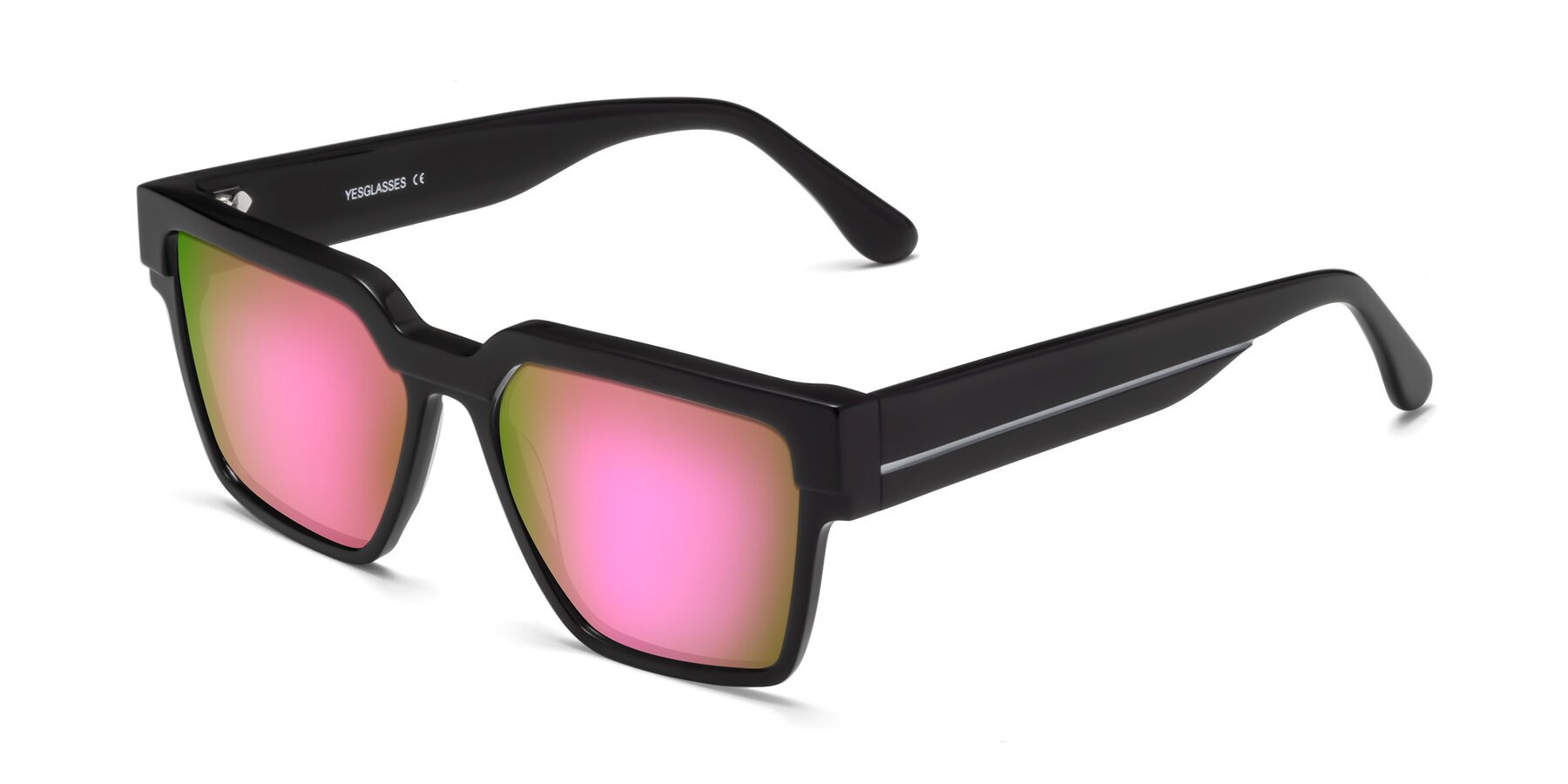 Angle of Rincon in Black with Pink Mirrored Lenses