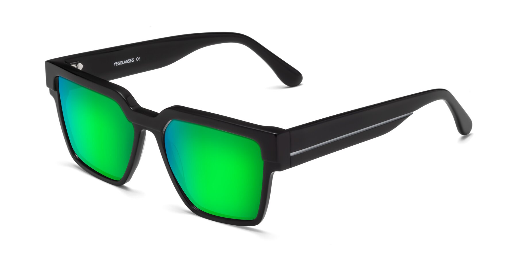 Angle of Rincon in Black with Green Mirrored Lenses