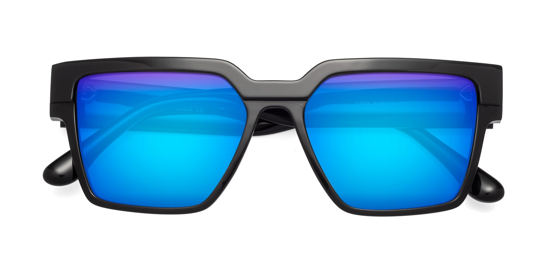 Folded Front of Rincon in Black with Blue Mirrored Lenses