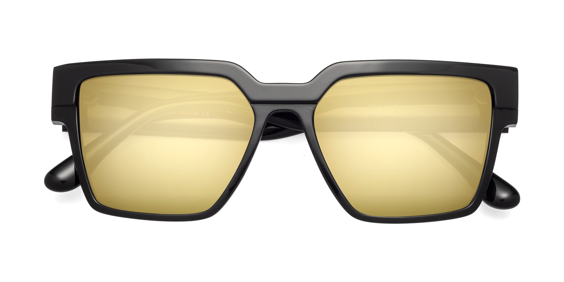 Folded Front of Rincon in Black with Gold Mirrored Lenses