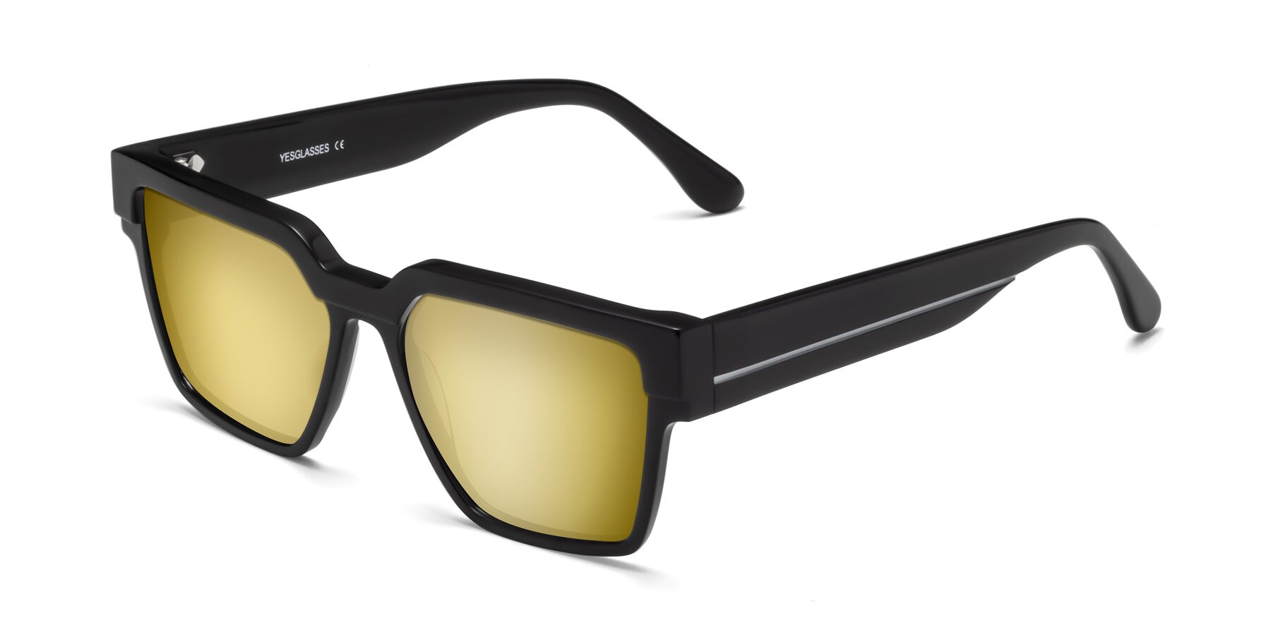 Angle of Rincon in Black with Gold Mirrored Lenses
