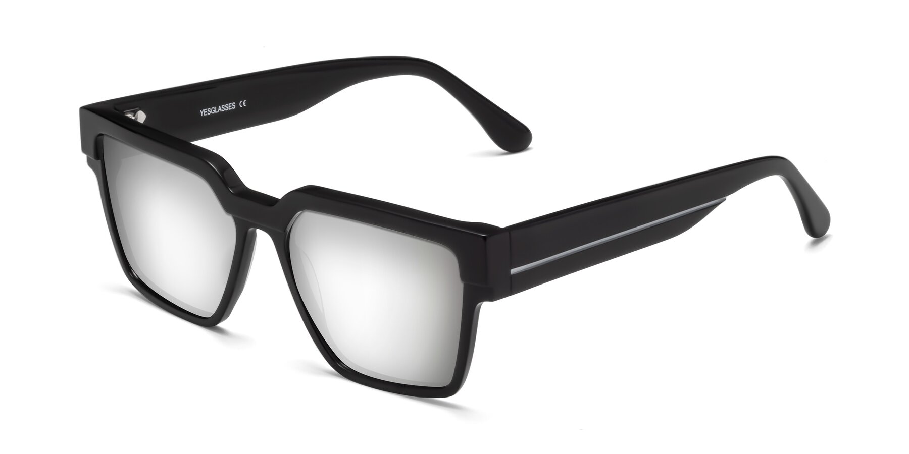 Angle of Rincon in Black with Silver Mirrored Lenses