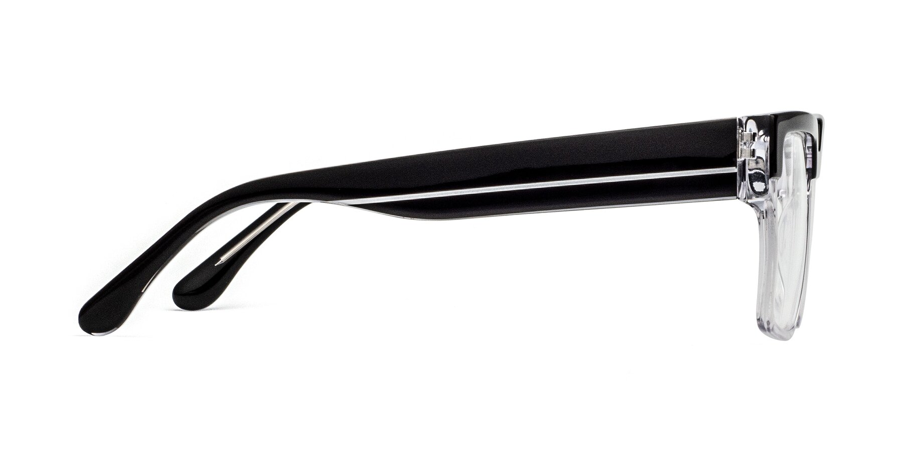 Side of Rincon in Black-Clear with Clear Reading Eyeglass Lenses