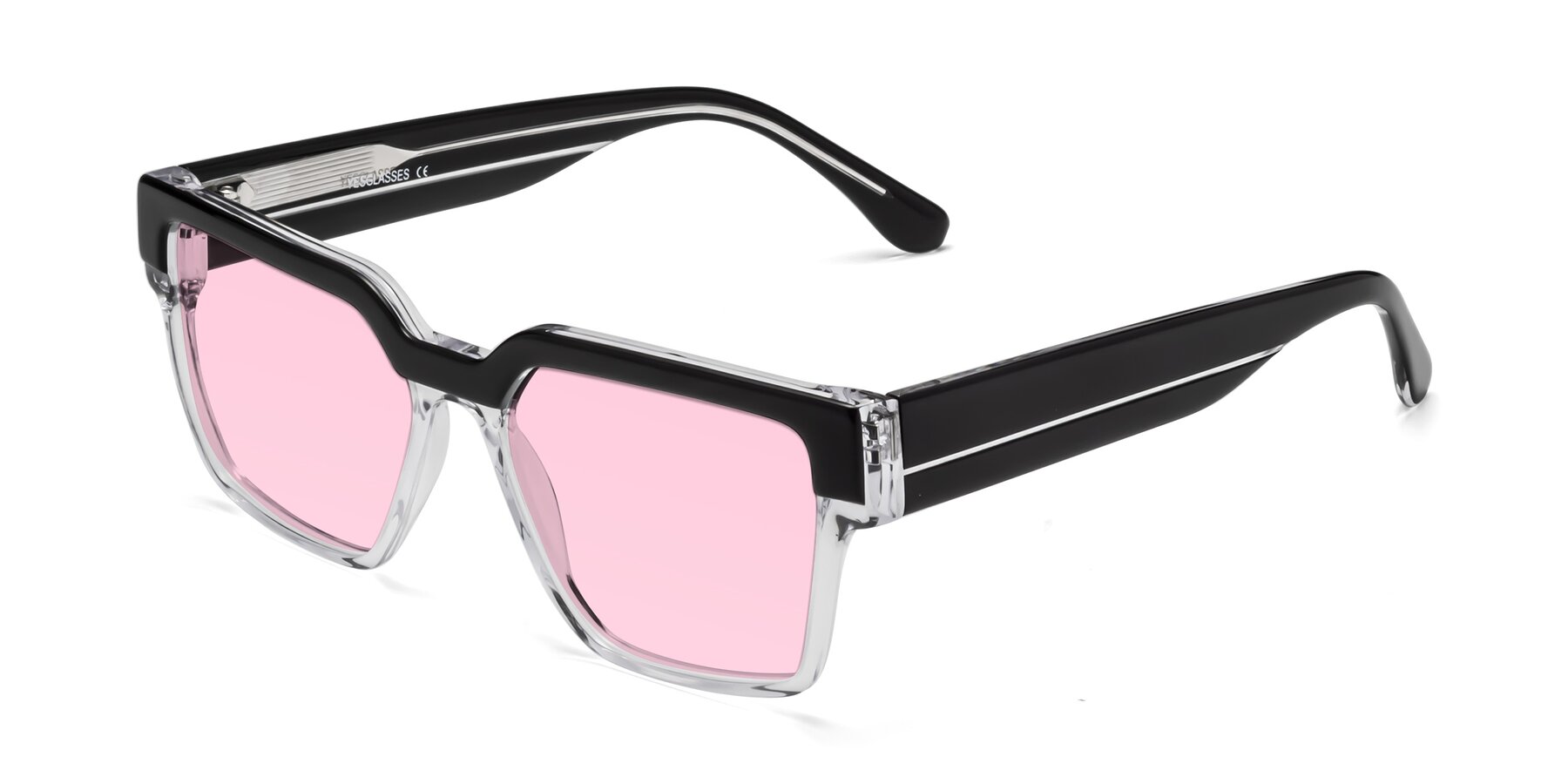 Angle of Rincon in Black-Clear with Light Pink Tinted Lenses
