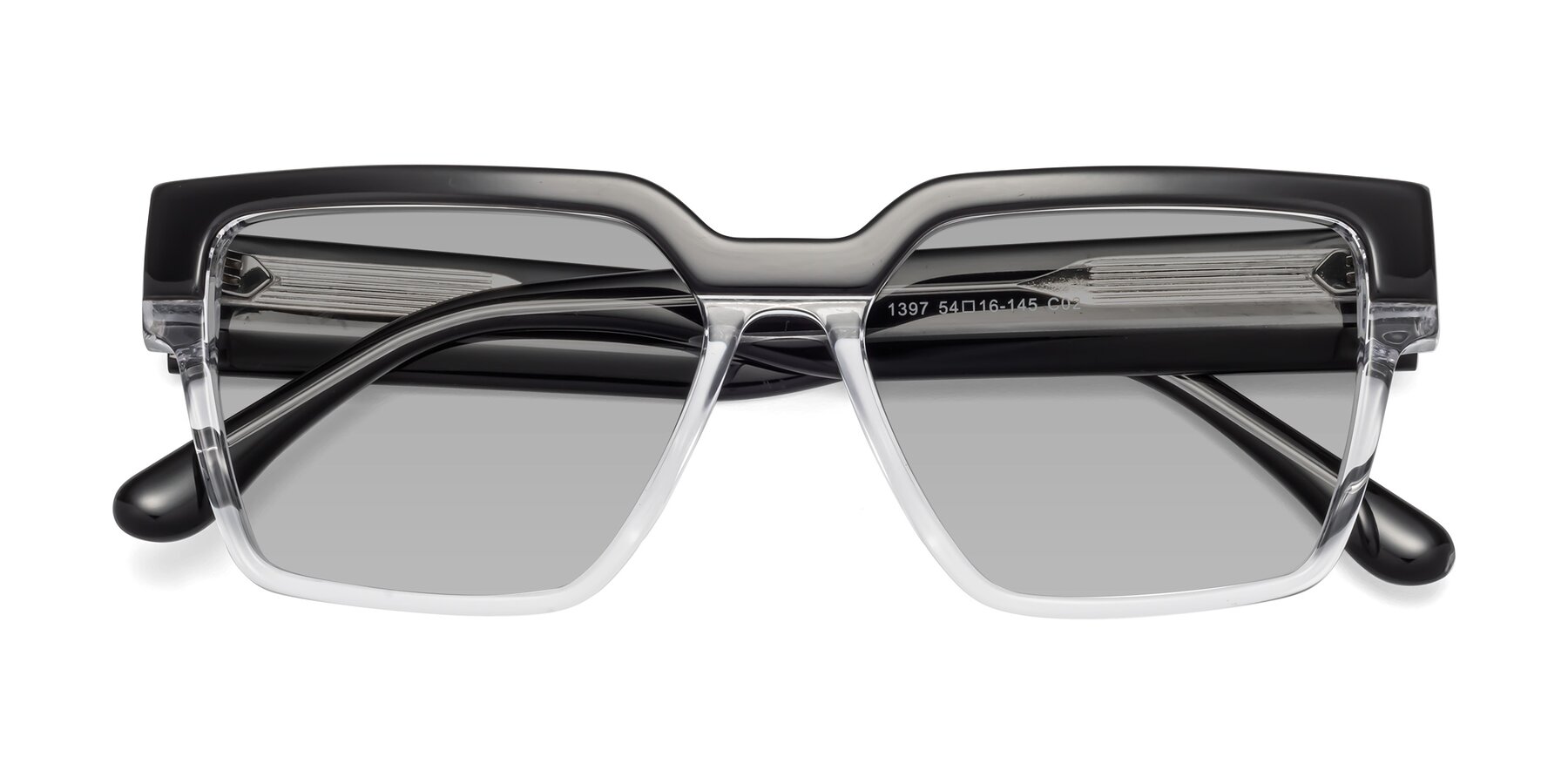 Folded Front of Rincon in Black-Clear with Light Gray Tinted Lenses