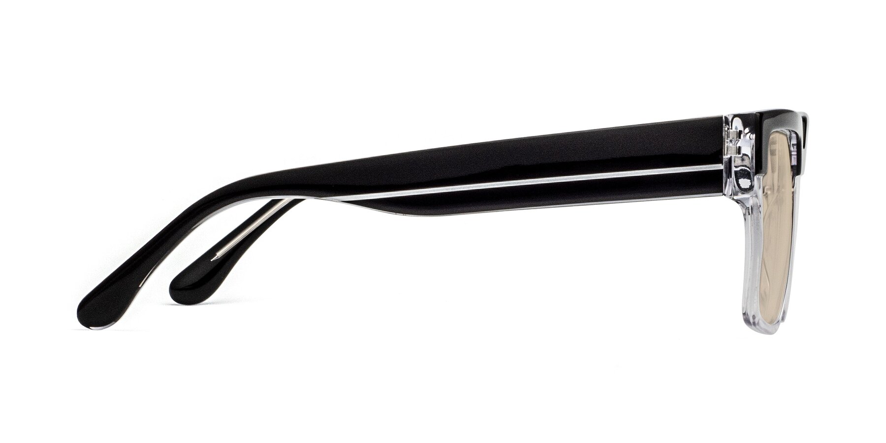 Side of Rincon in Black-Clear with Light Brown Tinted Lenses