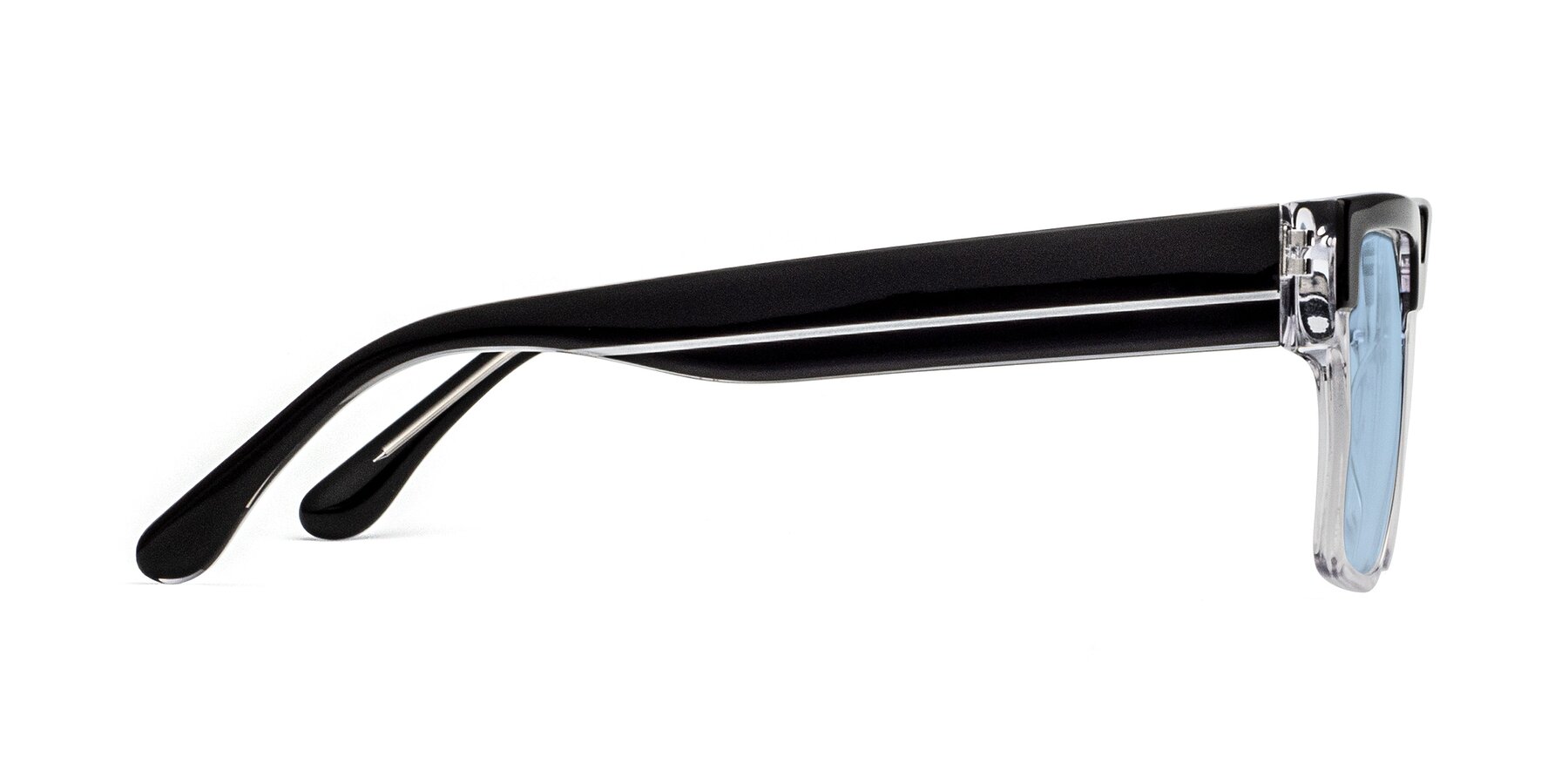 Side of Rincon in Black-Clear with Light Blue Tinted Lenses