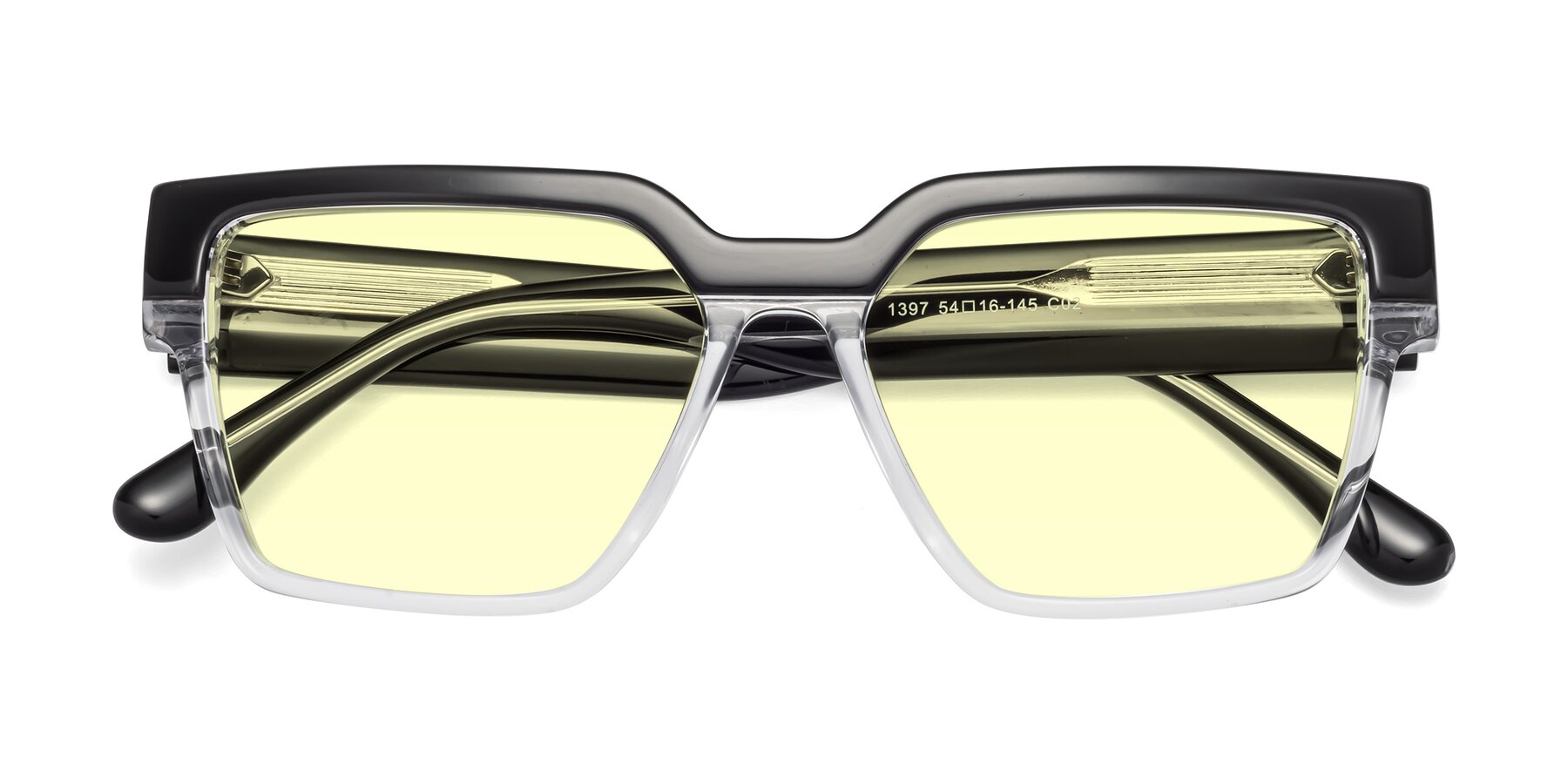 Folded Front of Rincon in Black-Clear with Light Yellow Tinted Lenses