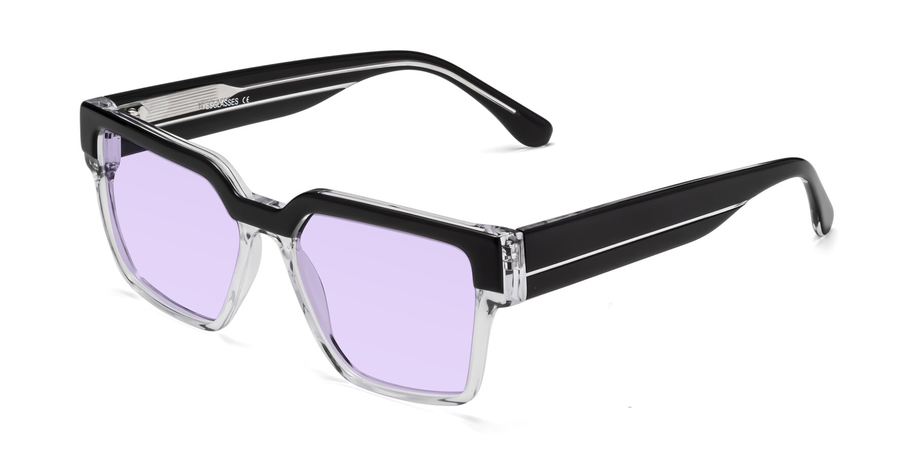 Angle of Rincon in Black-Clear with Light Purple Tinted Lenses