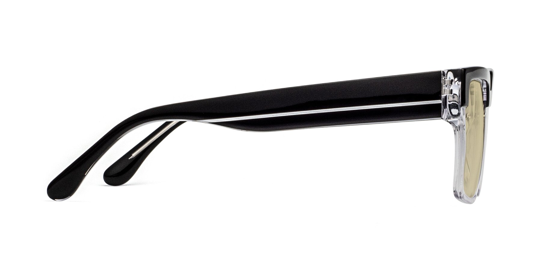 Side of Rincon in Black-Clear with Light Champagne Tinted Lenses