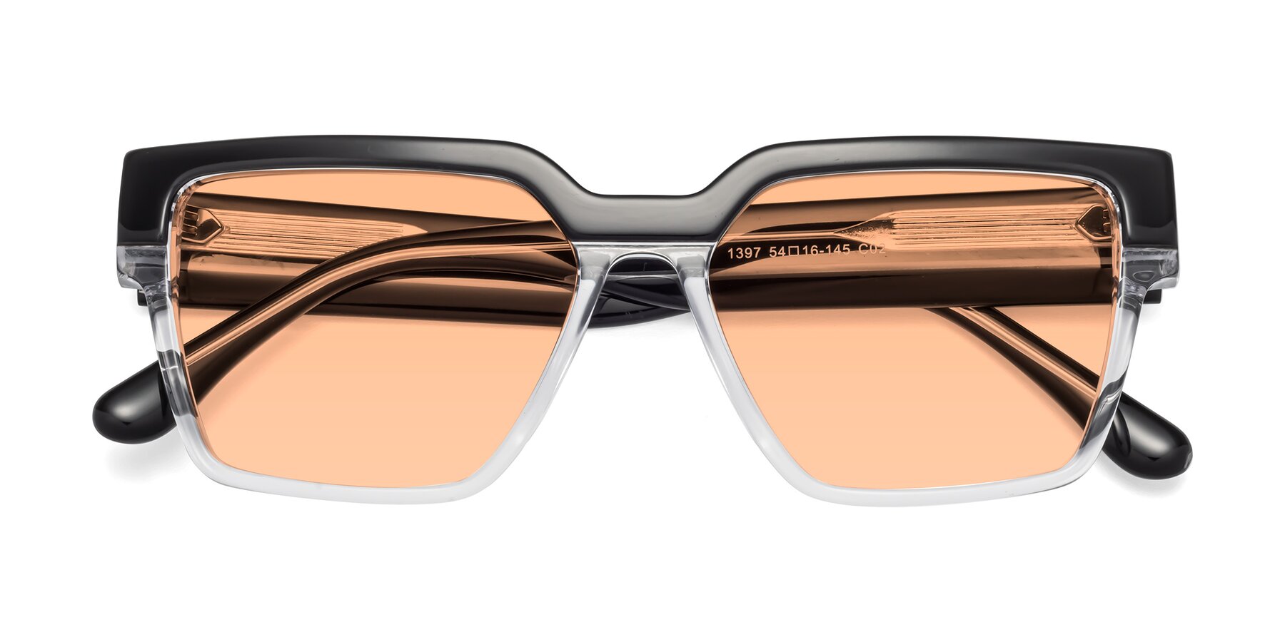 Folded Front of Rincon in Black-Clear with Light Orange Tinted Lenses