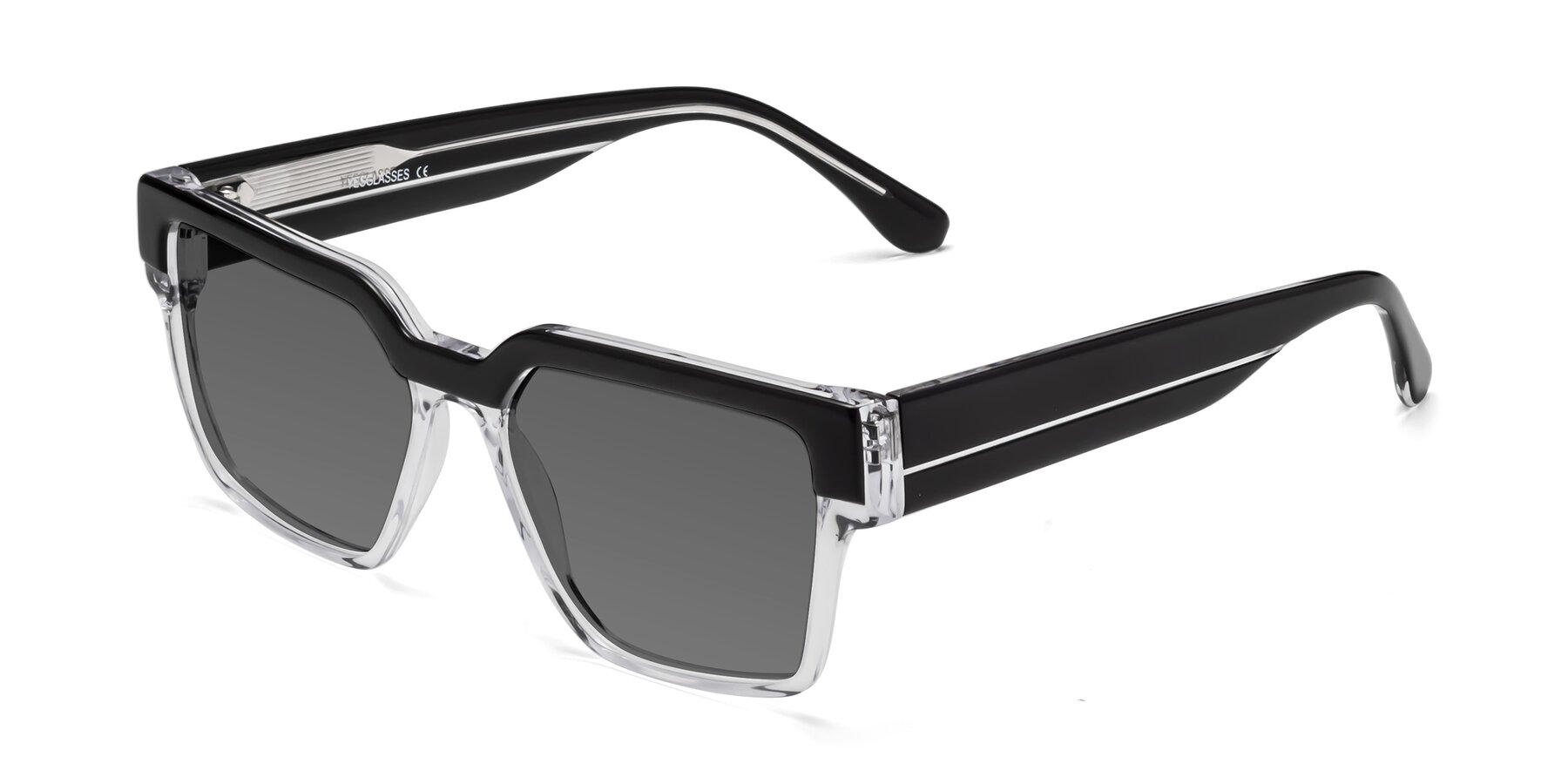 Angle of Rincon in Black-Clear with Medium Gray Tinted Lenses