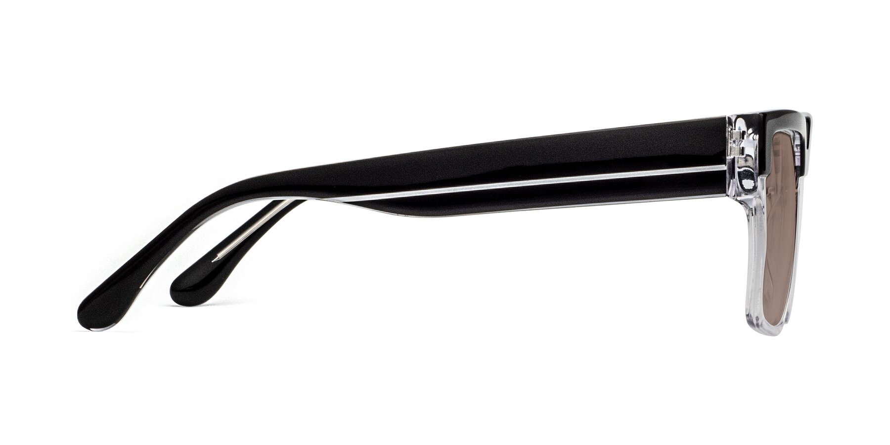 Side of Rincon in Black-Clear with Medium Brown Tinted Lenses