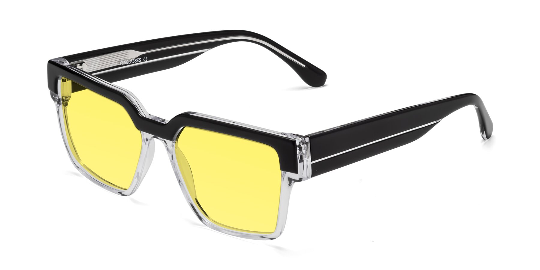 Angle of Rincon in Black-Clear with Medium Yellow Tinted Lenses