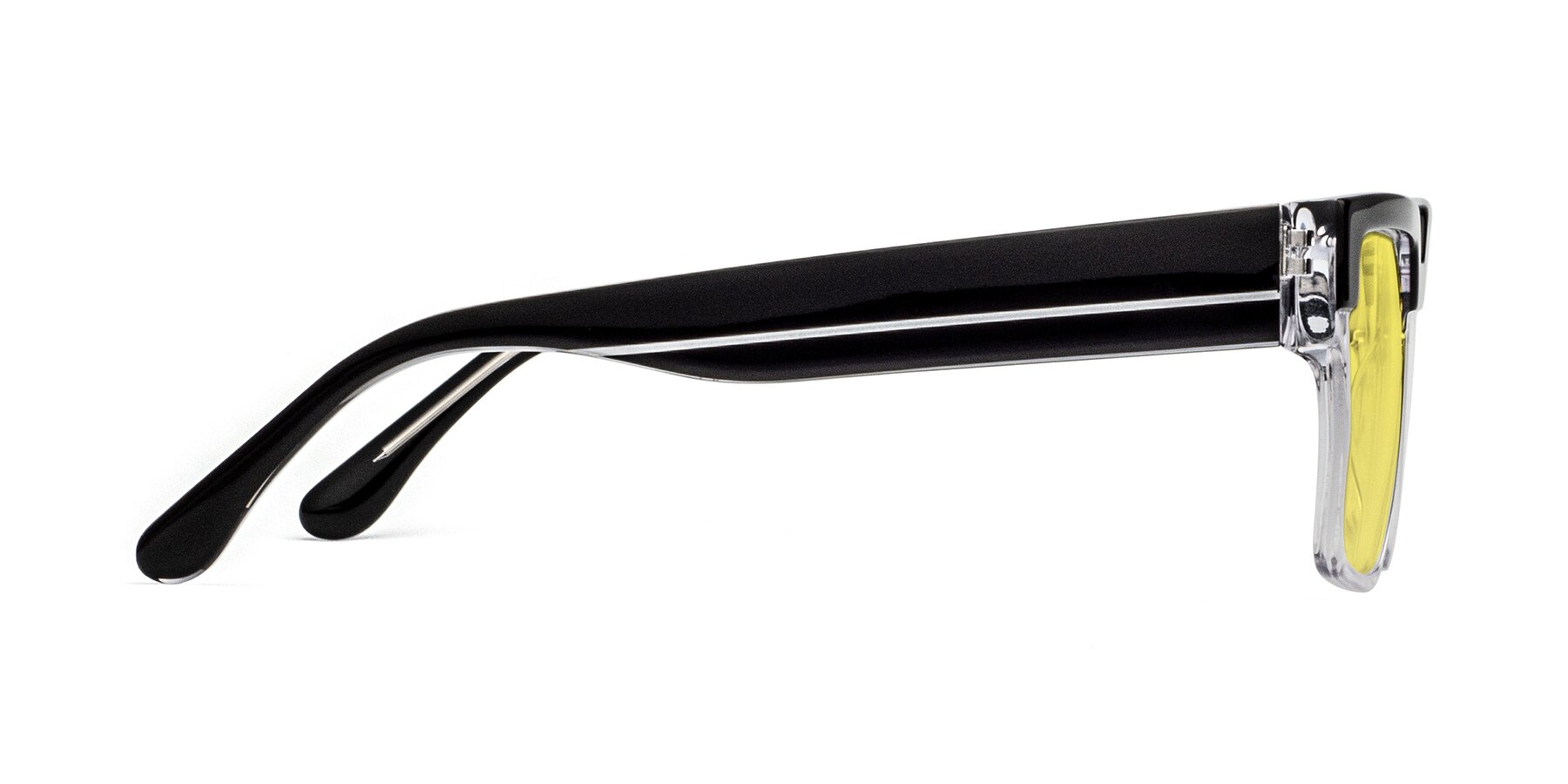 Side of Rincon in Black-Clear with Medium Yellow Tinted Lenses