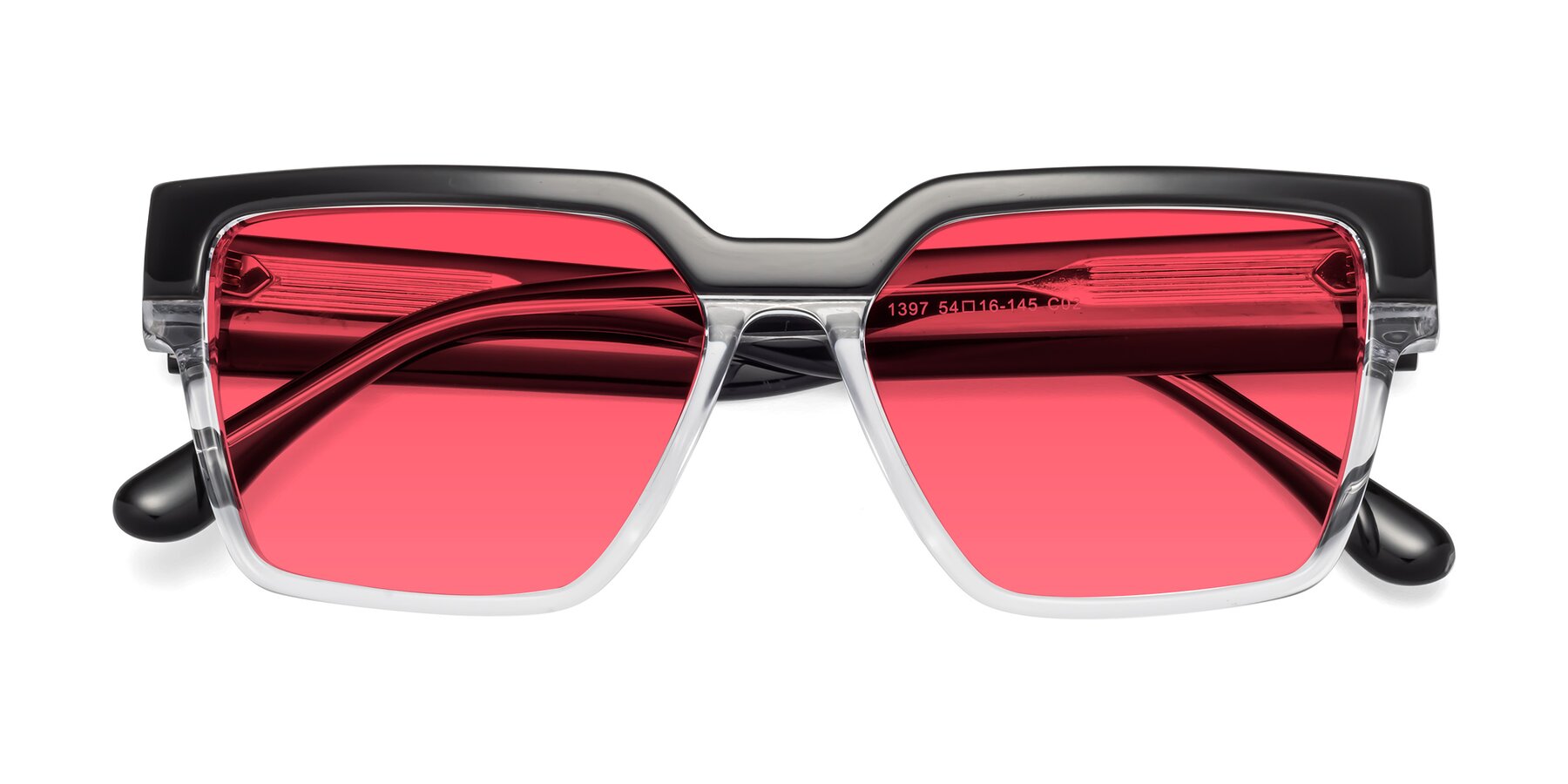 Folded Front of Rincon in Black-Clear with Red Tinted Lenses