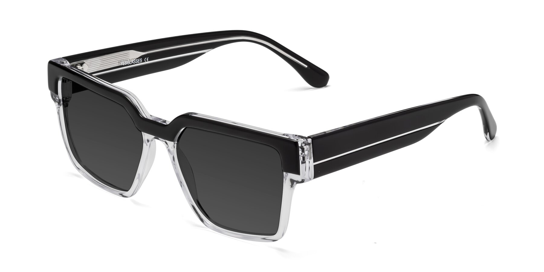 Angle of Rincon in Black-Clear with Gray Tinted Lenses