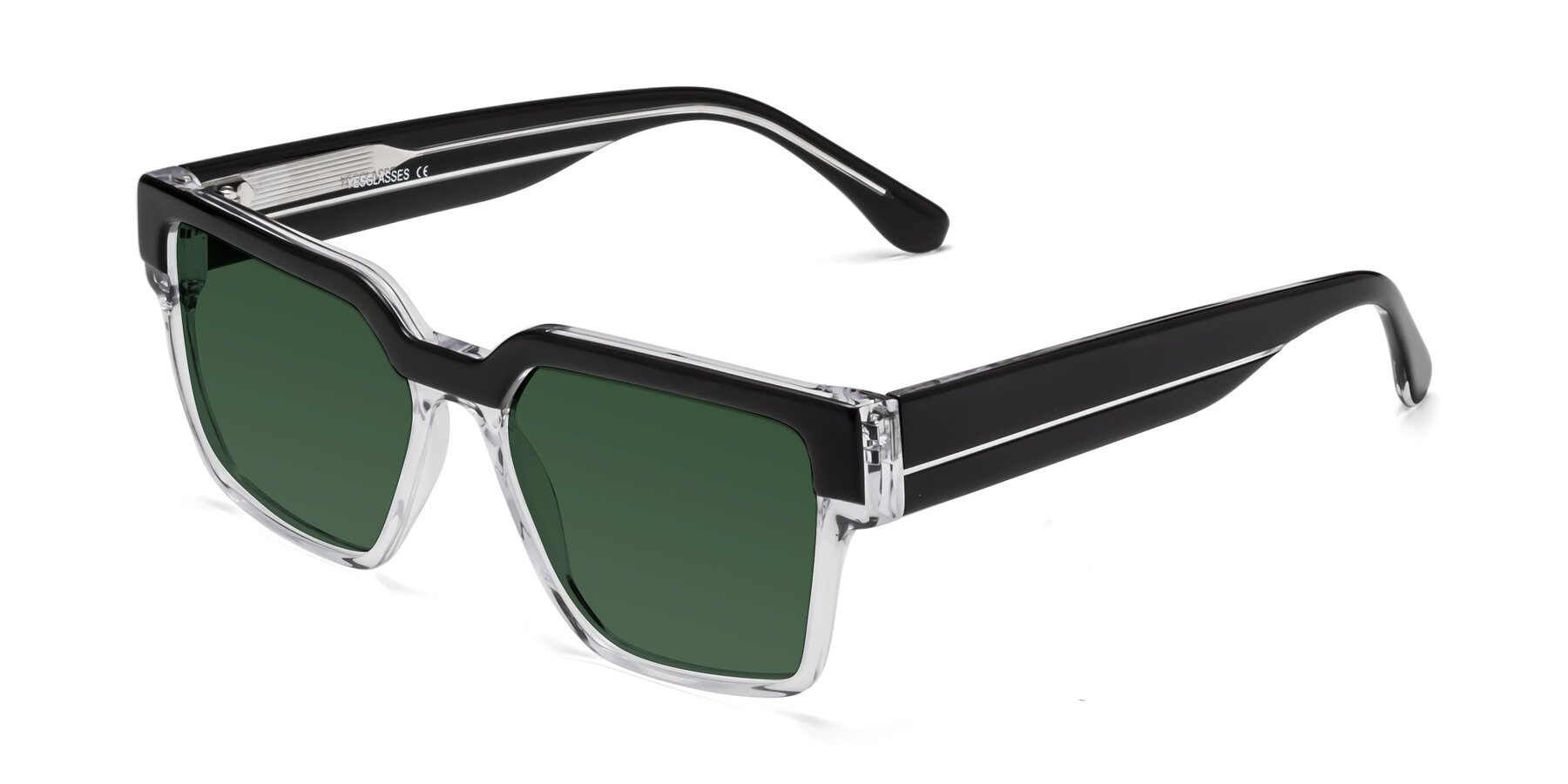 Angle of Rincon in Black-Clear with Green Tinted Lenses