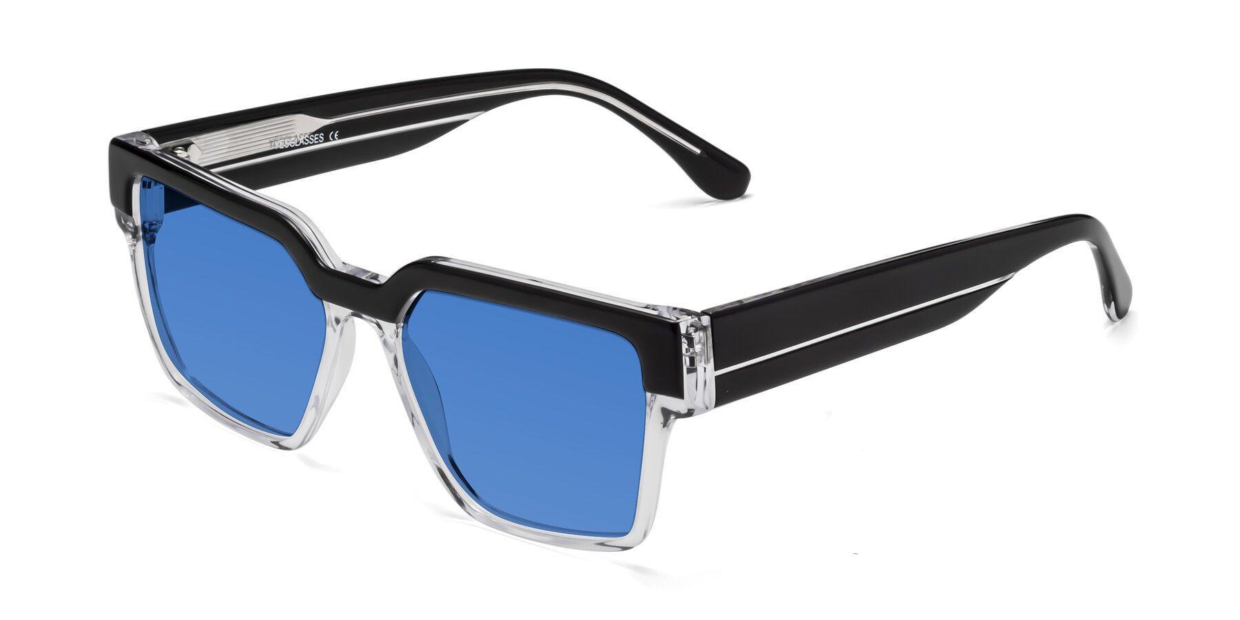 Angle of Rincon in Black-Clear with Blue Tinted Lenses