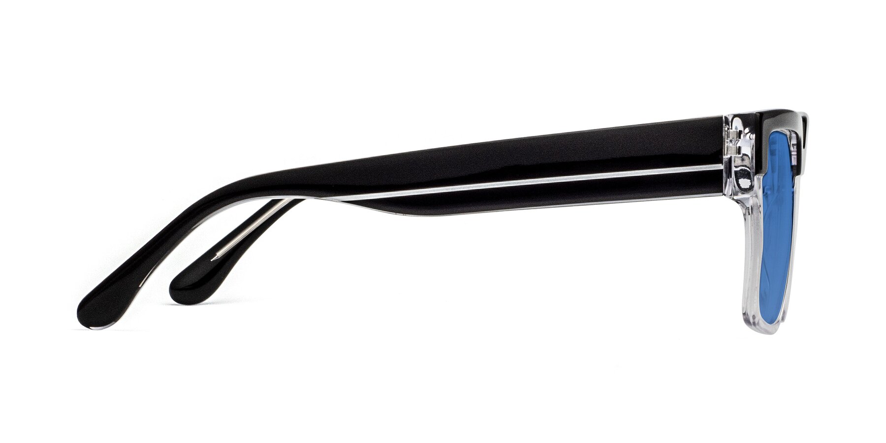 Side of Rincon in Black-Clear with Blue Tinted Lenses