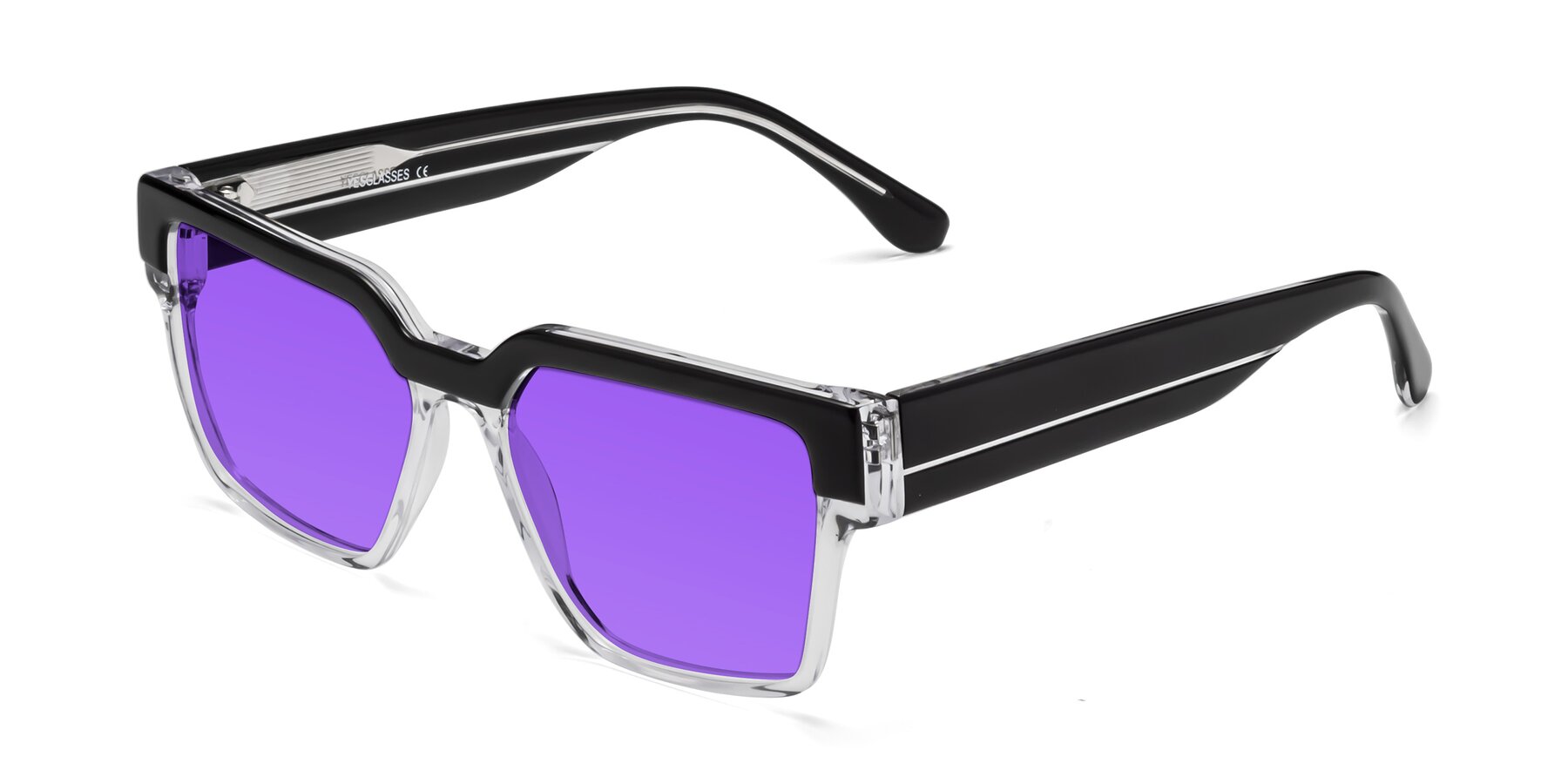 Angle of Rincon in Black-Clear with Purple Tinted Lenses