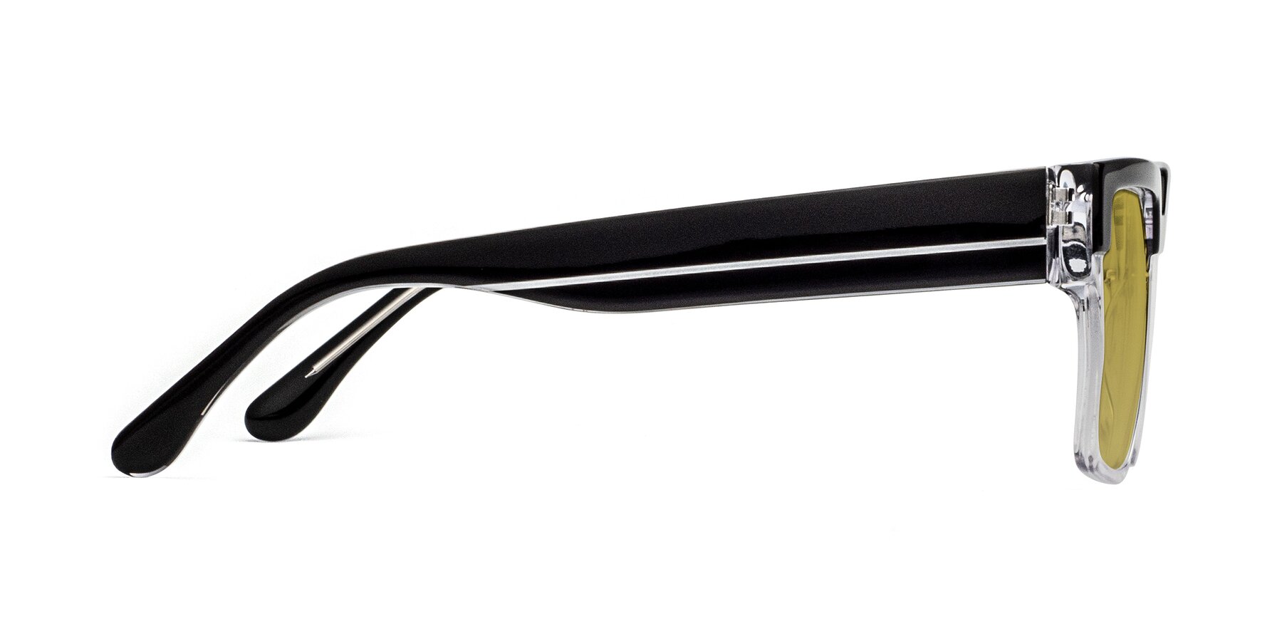 Side of Rincon in Black-Clear with Champagne Tinted Lenses