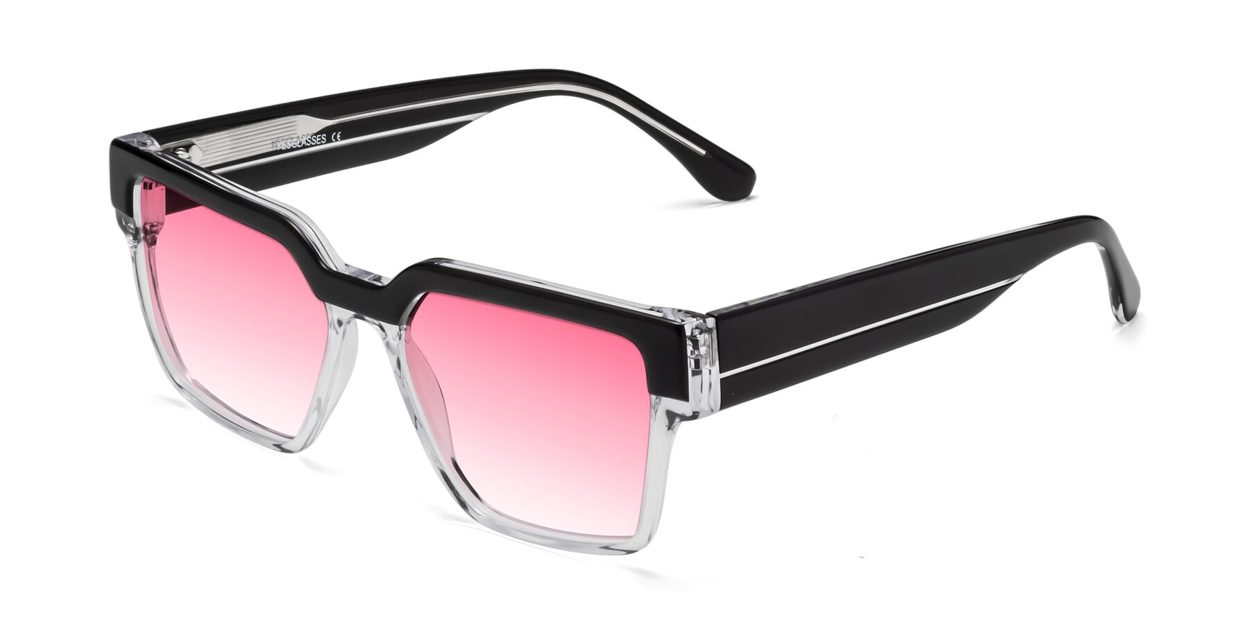 Angle of Rincon in Black-Clear with Pink Gradient Lenses