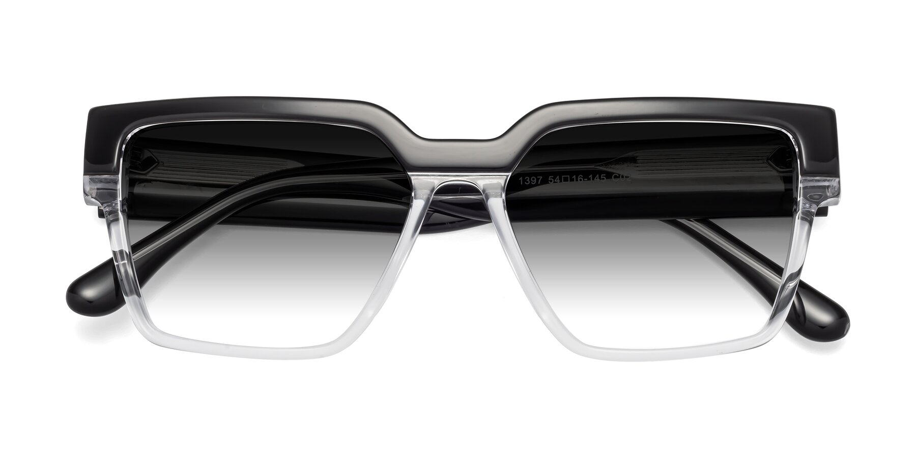 Folded Front of Rincon in Black-Clear with Gray Gradient Lenses