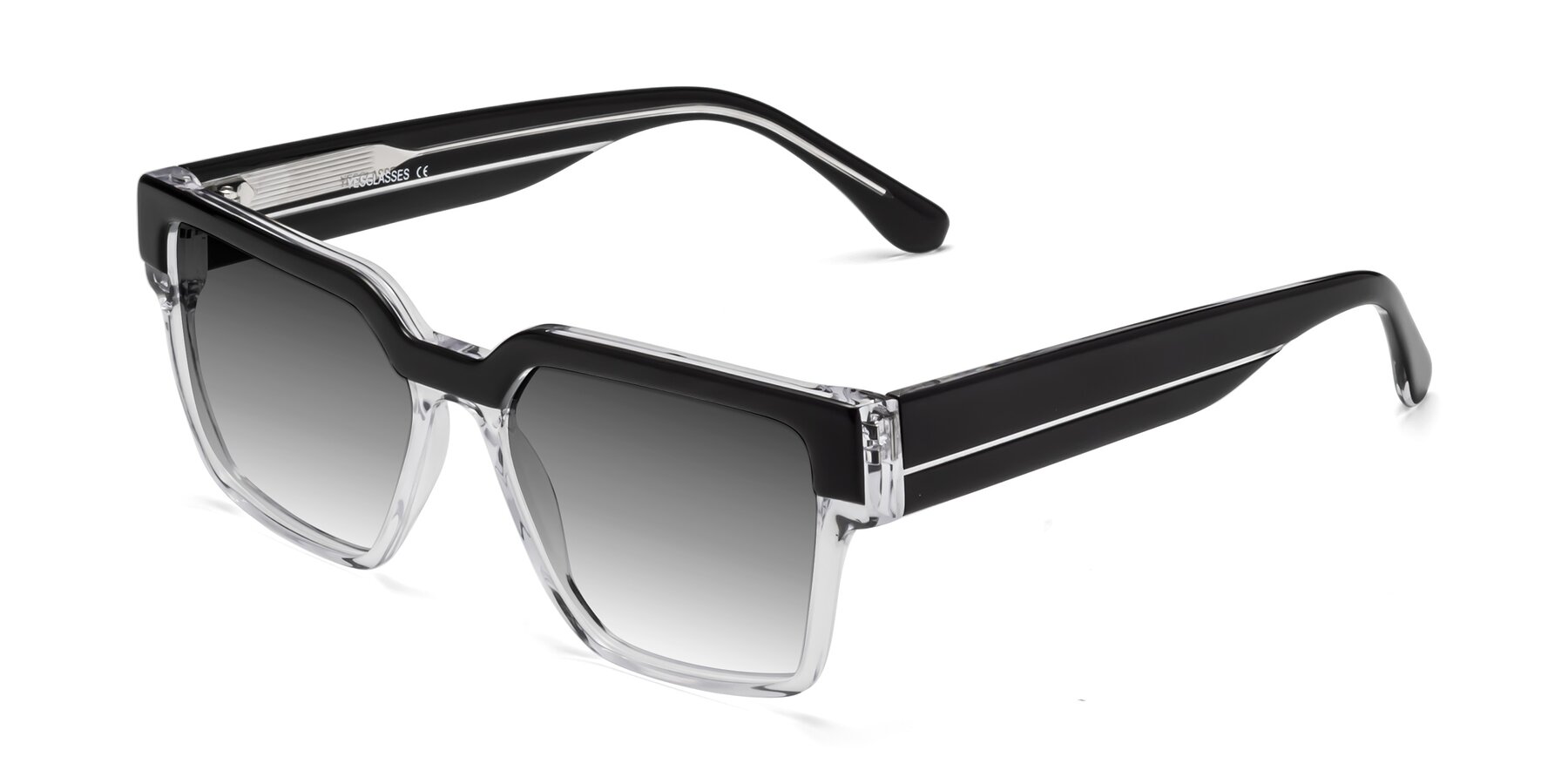 Angle of Rincon in Black-Clear with Gray Gradient Lenses