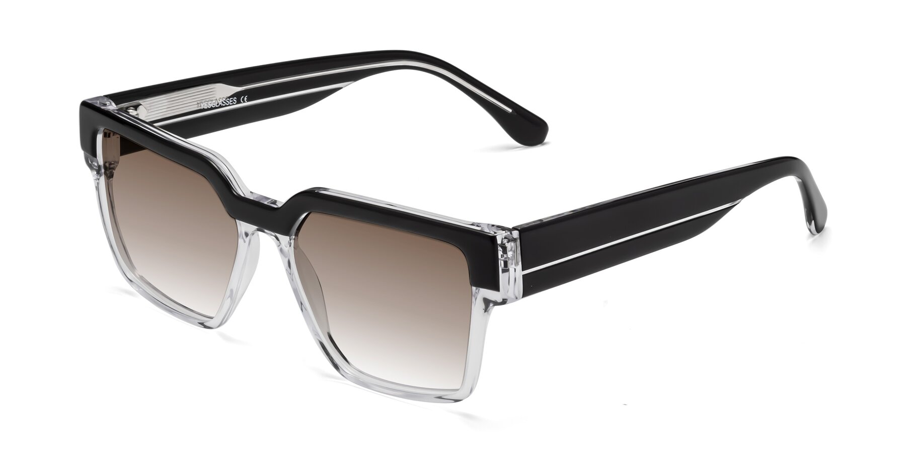 Angle of Rincon in Black-Clear with Brown Gradient Lenses