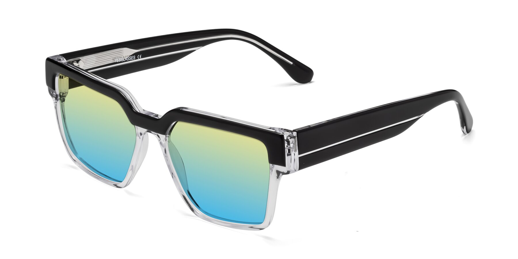 Angle of Rincon in Black-Clear with Yellow / Blue Gradient Lenses