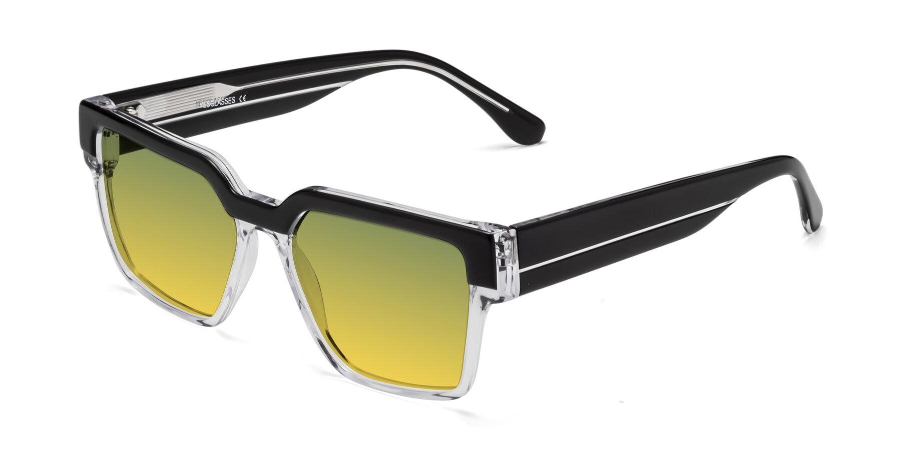 Angle of Rincon in Black-Clear with Green / Yellow Gradient Lenses