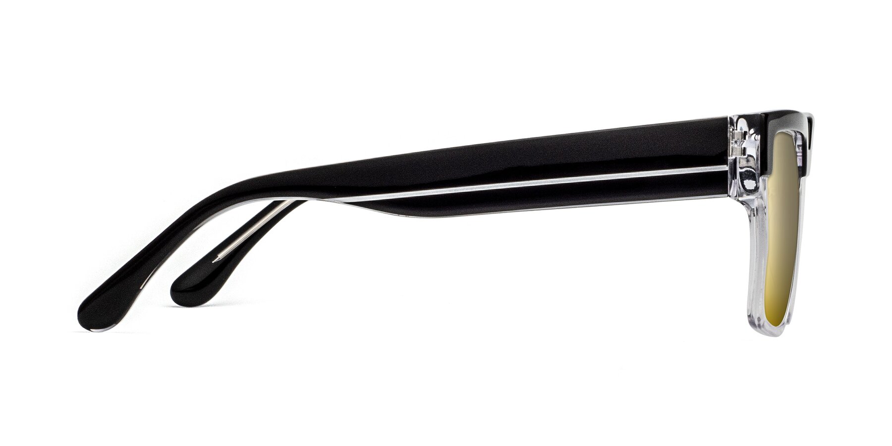 Side of Rincon in Black-Clear with Gold Mirrored Lenses