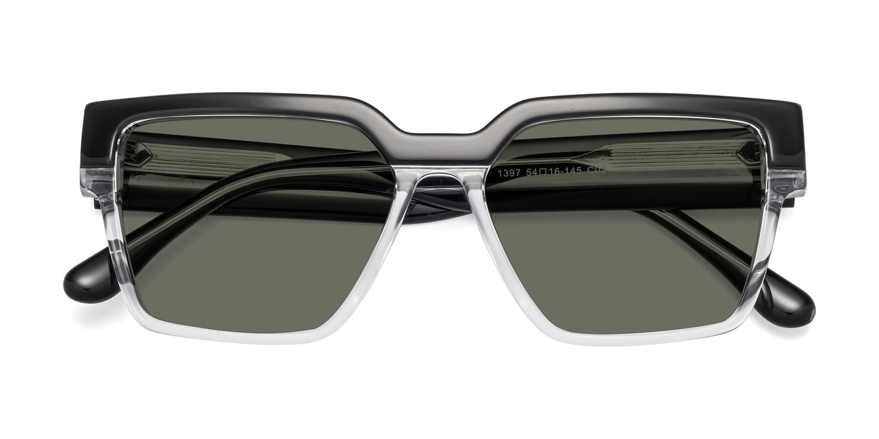 Folded Front of Rincon in Black-Clear with Gray Polarized Lenses