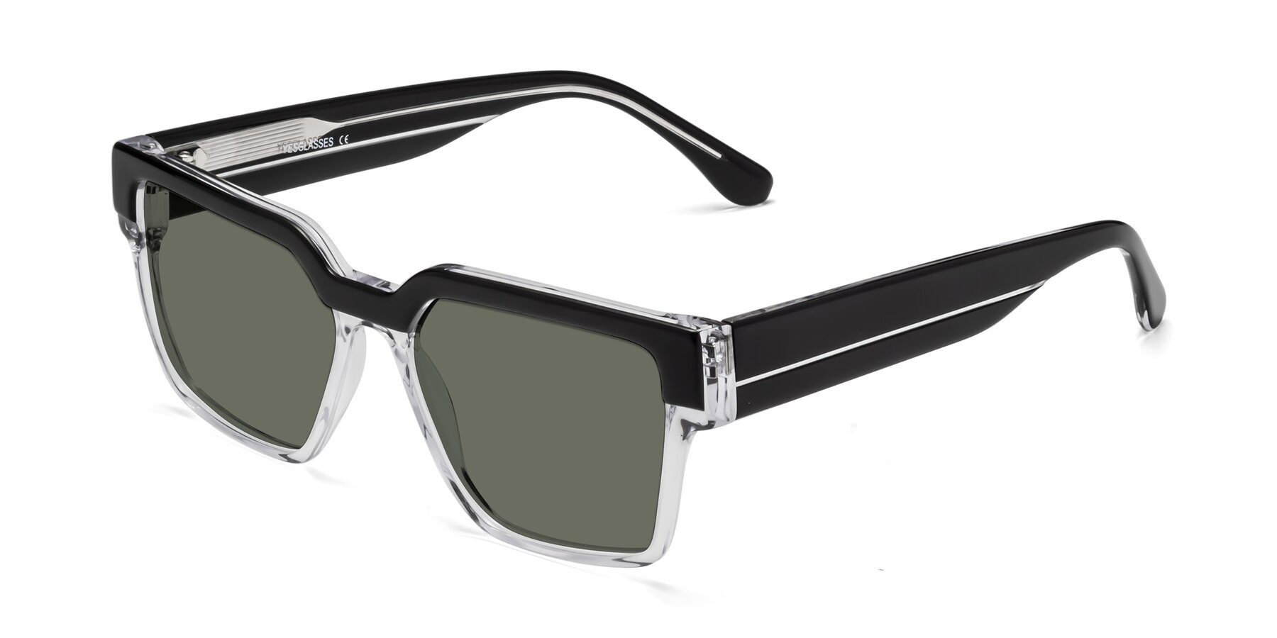 Angle of Rincon in Black-Clear with Gray Polarized Lenses
